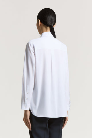 Solid-color stretch cotton poplin shirt