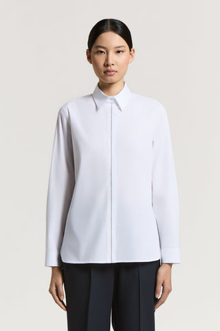 Solid-color stretch cotton poplin shirt