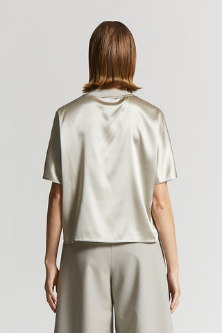 Stretch silk satin T-shirt