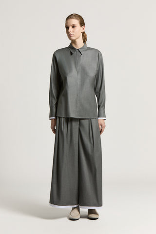 Shiny viscose wool twill shirt