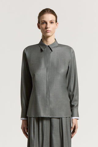 Shiny viscose wool twill shirt
