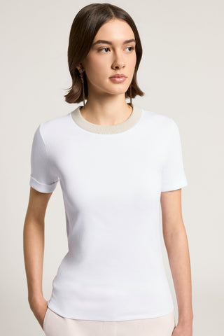 Micro-rib stretch jersey T-shirt