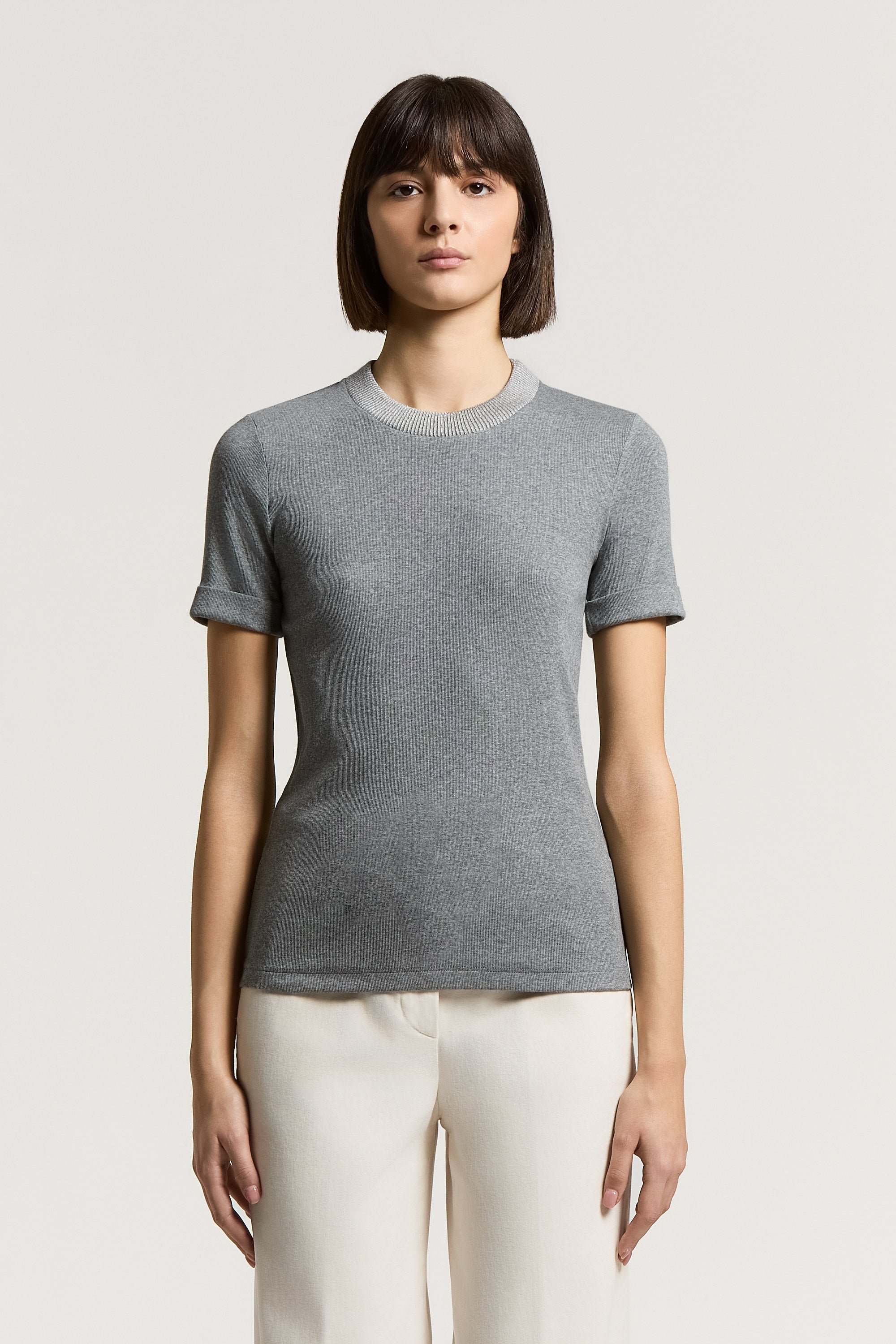 Micro-rib stretch jersey T-shirt | Peserico US