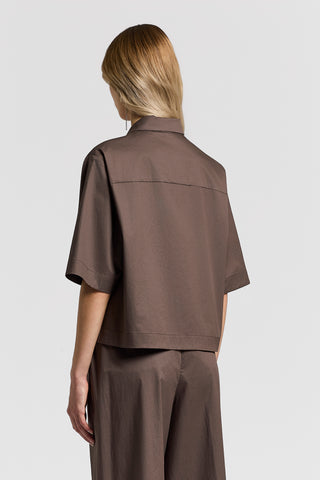 Stretch cotton sateen shirt