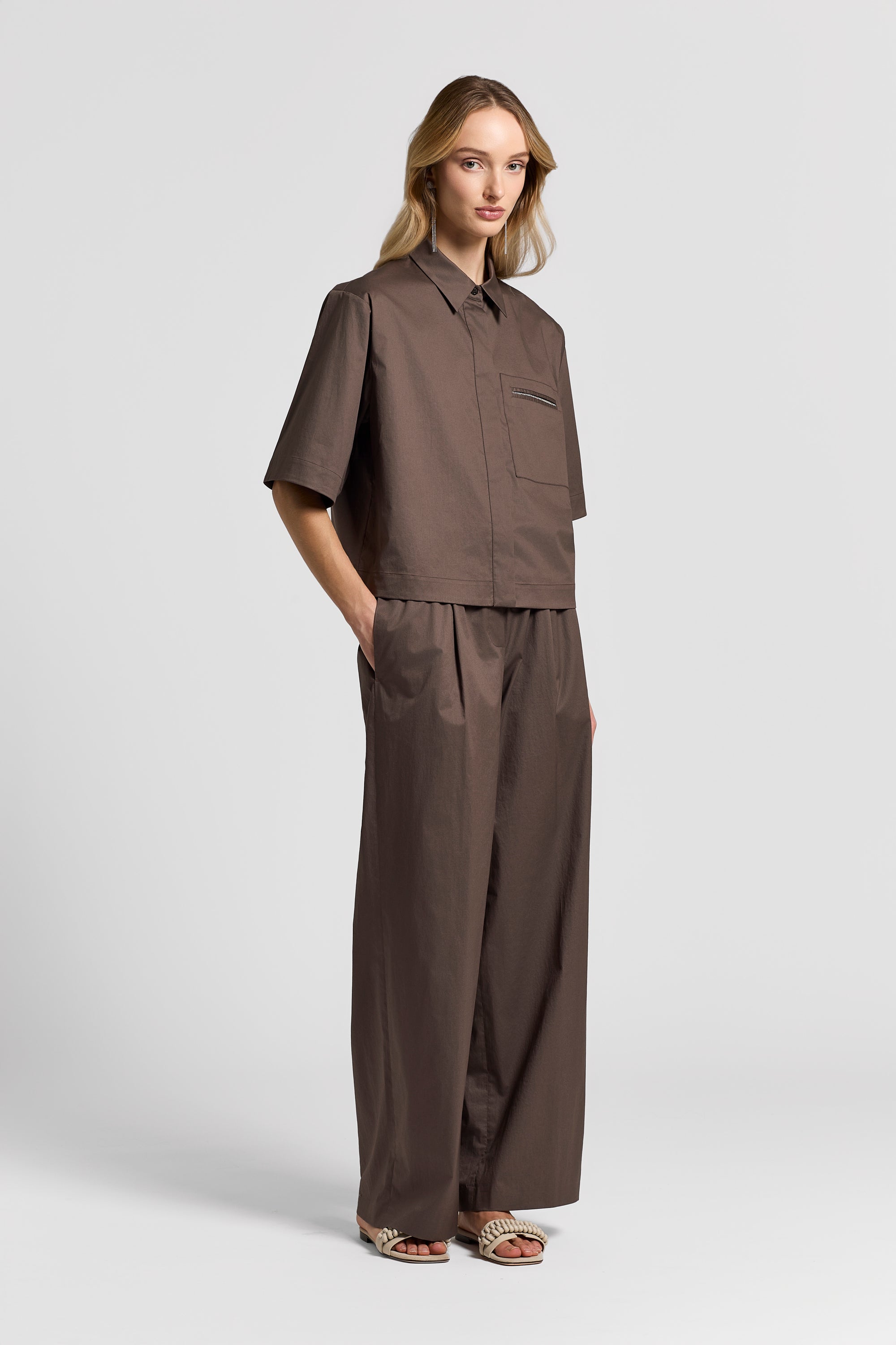 Stretch cotton sateen shirt | Peserico US