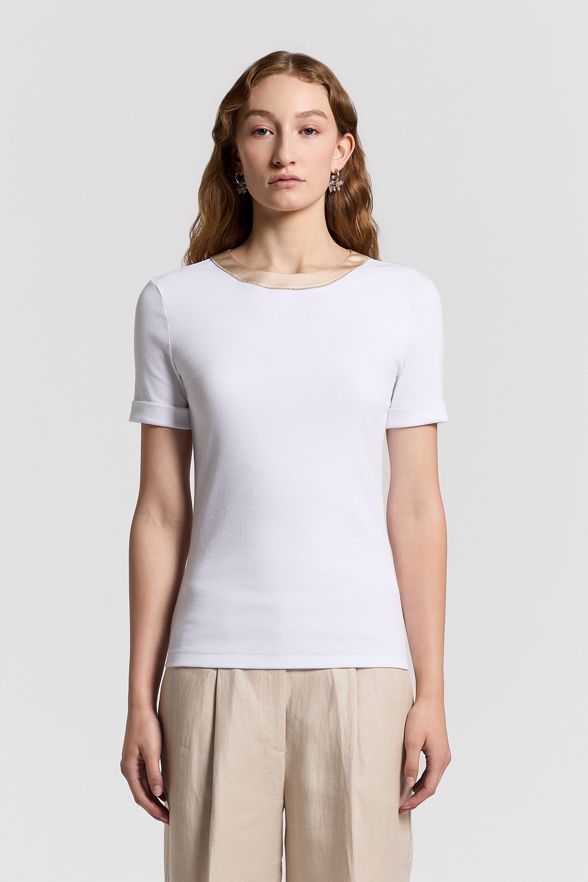Micro-rib cotton T-shirt | Peserico US