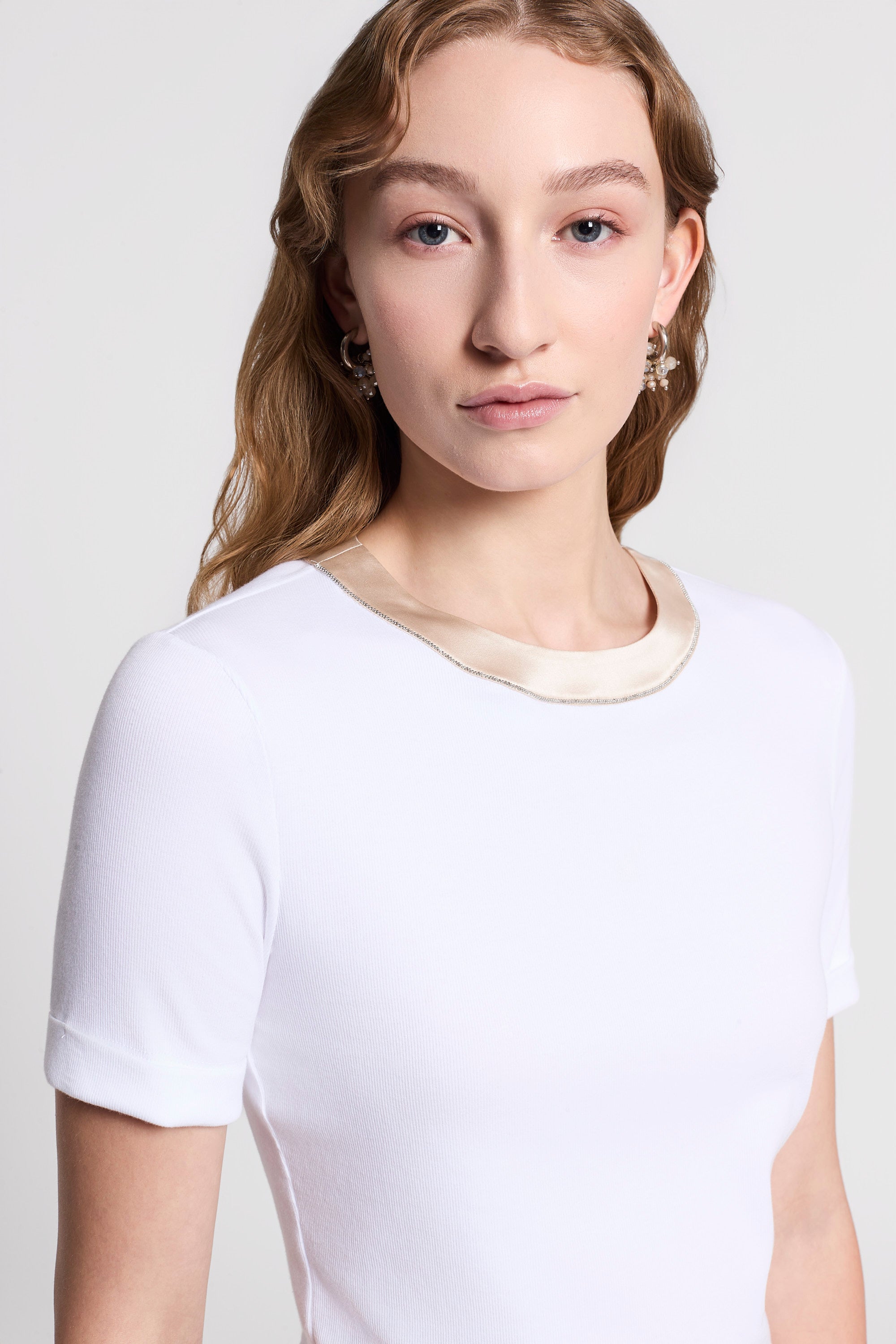 PESERICO 半袖カットソー ホワイト Micro-rib cotton T-shirt | Peserico US