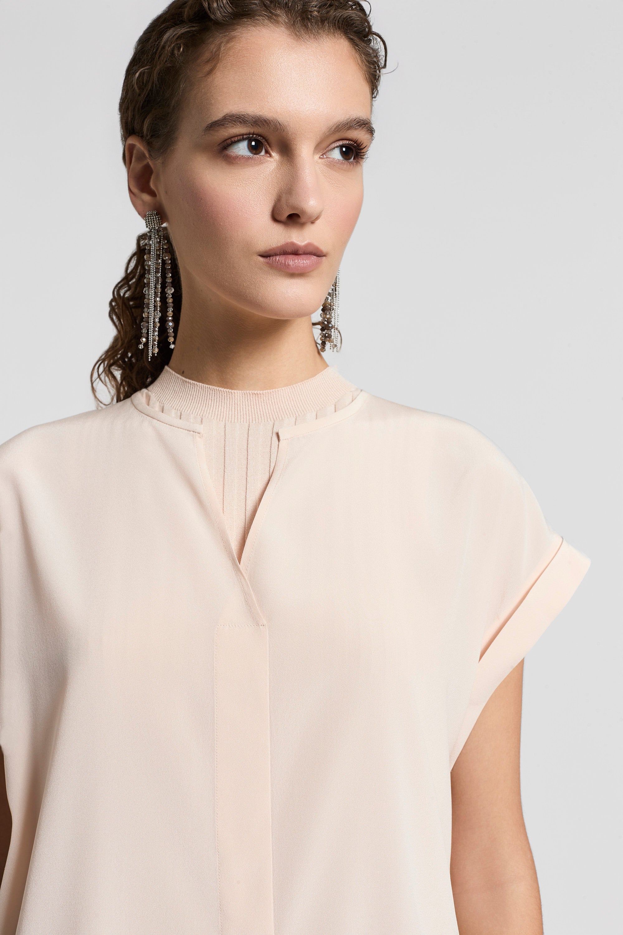 Silk crepe de chine T-shirt | Peserico US