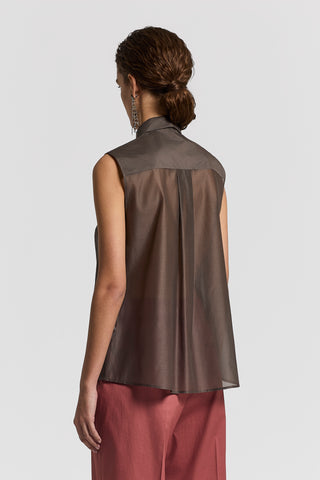 Silk cotton organza shirt top