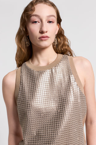 Crepe top with sequin embroidery