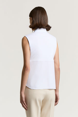 Solid-color stretch cotton poplin shirt