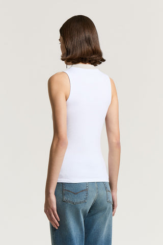 Micro-rib stretch jersey top