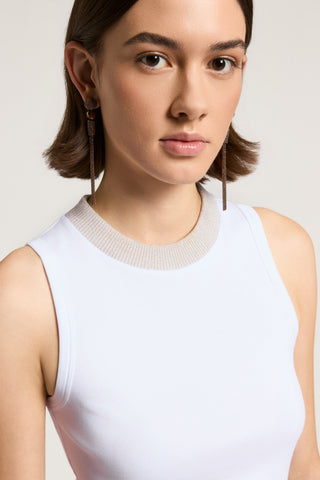 Micro-rib stretch jersey top