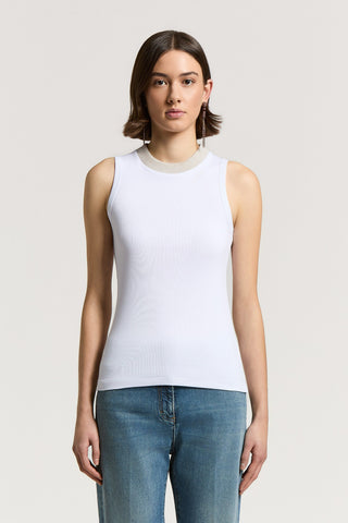 Micro-rib stretch jersey top