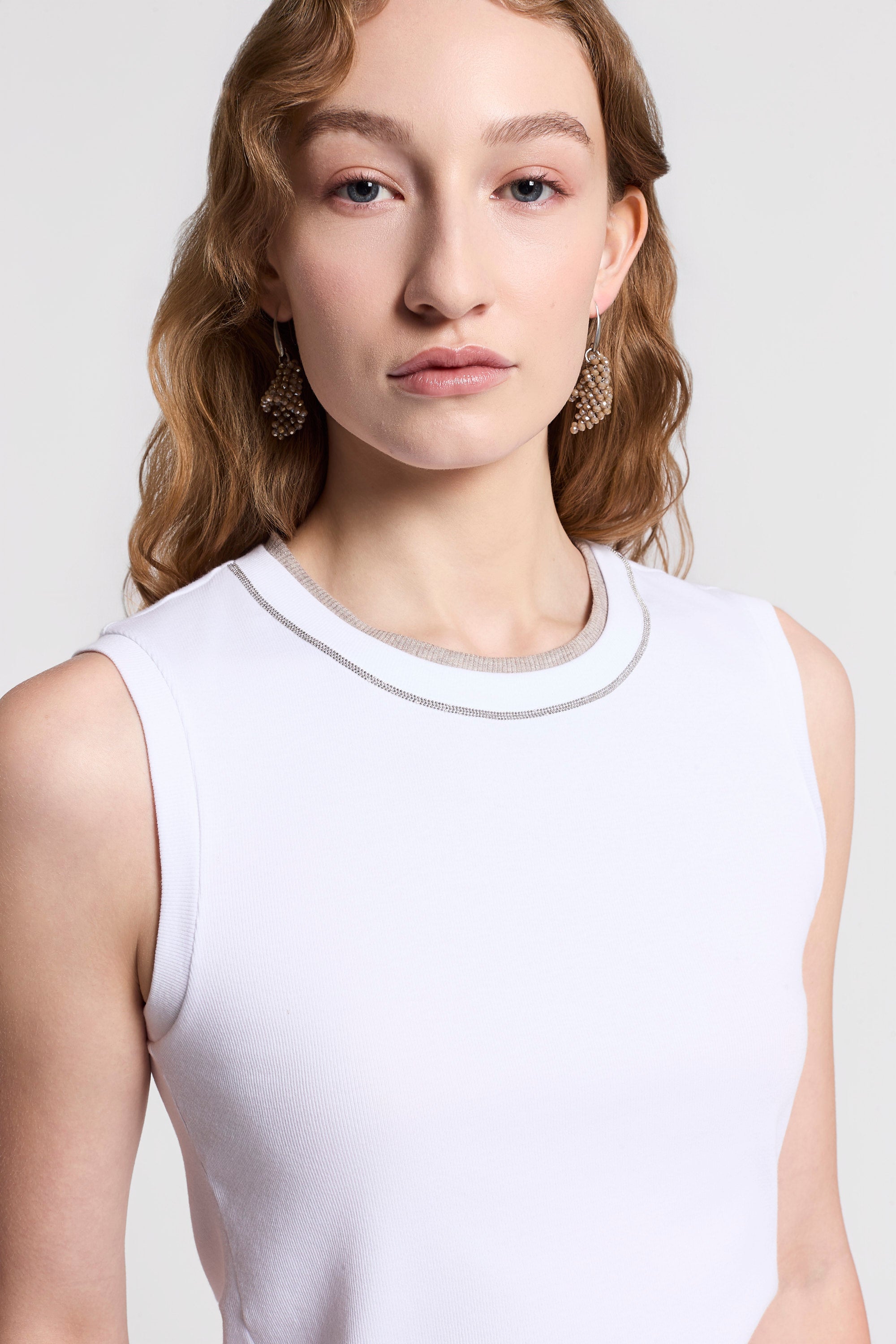 Micro-rib stretch cotton top | Peserico US