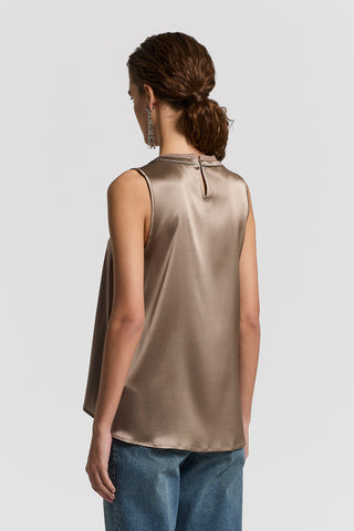 Stretch silk satin top