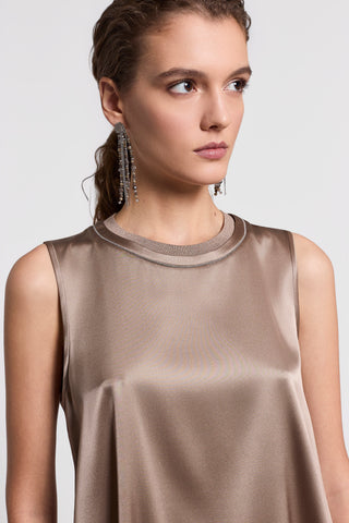 Stretch silk satin top