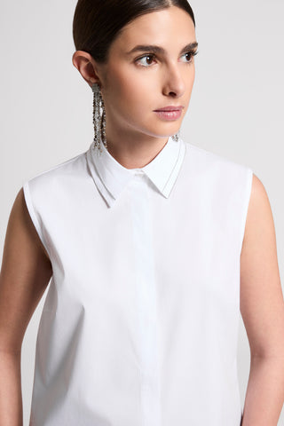 Stretch cotton shirt top