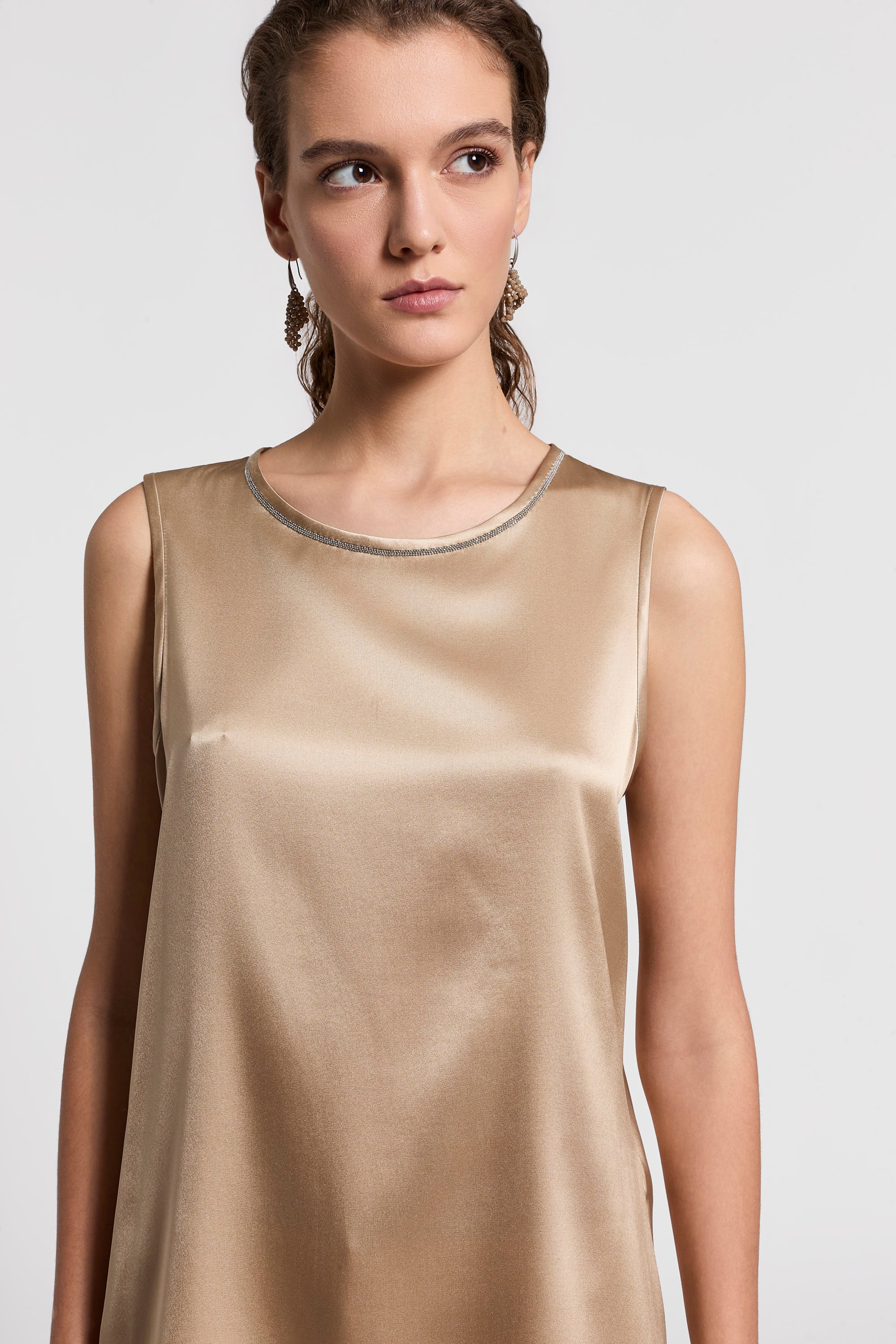 Stretch silk satin top | Peserico US