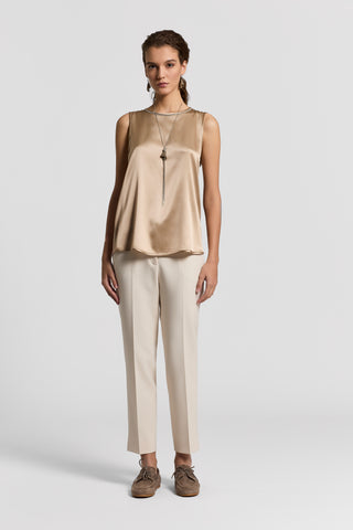 Stretch silk satin top