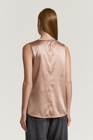 Silk satin top with Punto Luce