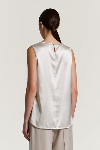 Silk satin top with Punto Luce