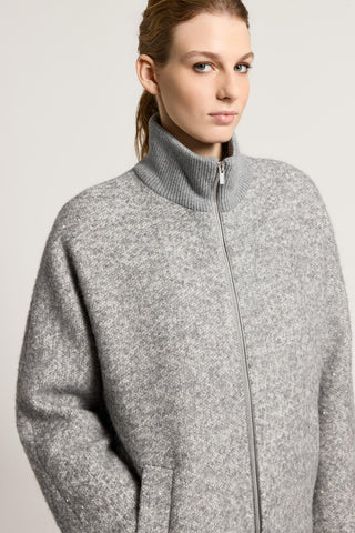 Wool and baby alpaca coat with sequins