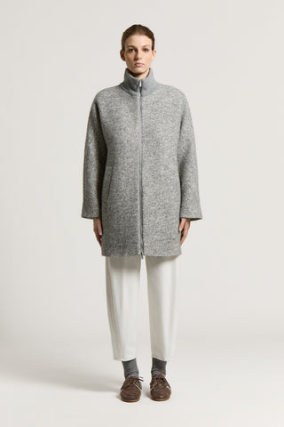 Wool and baby alpaca coat with sequins
