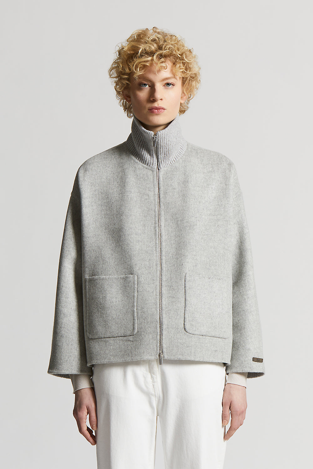 ★カシミヤお素材★PESERICO★ニット切替中綿ジャケット★ダブルジップ★ ☆カシミヤお素材☆PESERICO☆ニット切替中綿ジャケット☆ダブルジップ☆