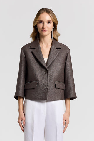 Raffia and cotton boxy jacket