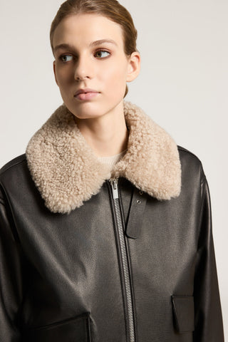 Genuine leather and sheepskin jacket