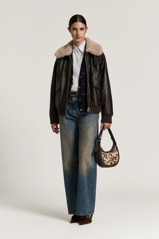 Genuine leather and sheepskin jacket