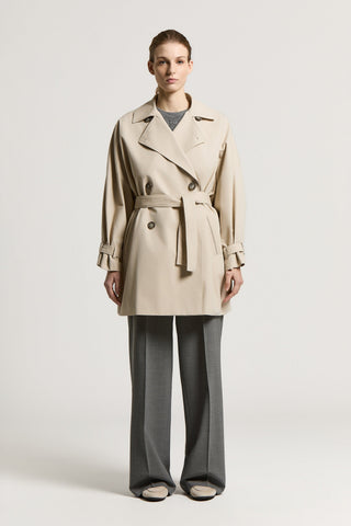 Double-breasted trench coat in cotton-blend twill