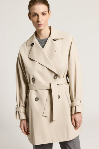 Double-breasted trench coat in cotton-blend twill