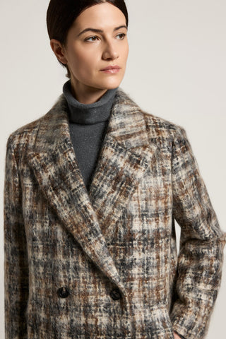 Double-breasted coat in mohair wool blend
