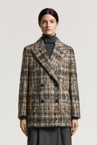 Double-breasted coat in mohair wool blend