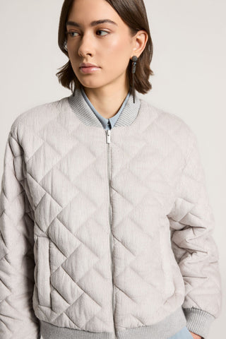 Quilted velvet bomber jacket