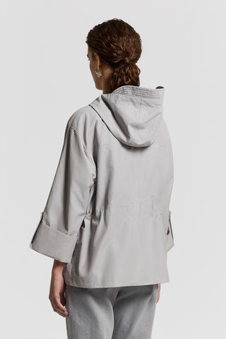 Technical cotton hooded parka