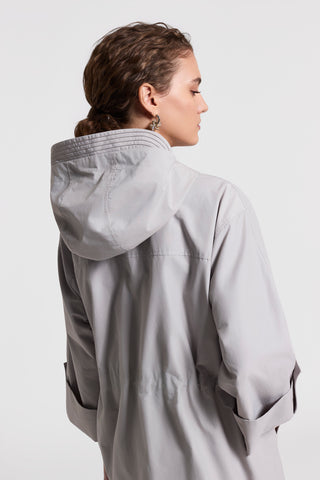 Technical cotton hooded parka