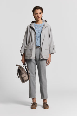 Technical cotton hooded parka