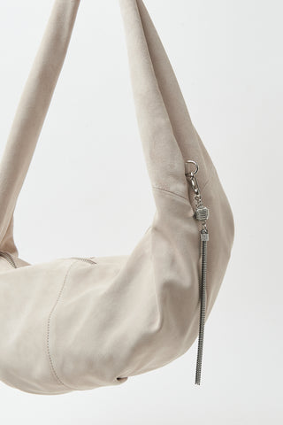 Suede moon crossbody bag