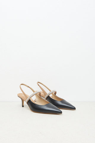 Low heel pumps in genuine leather