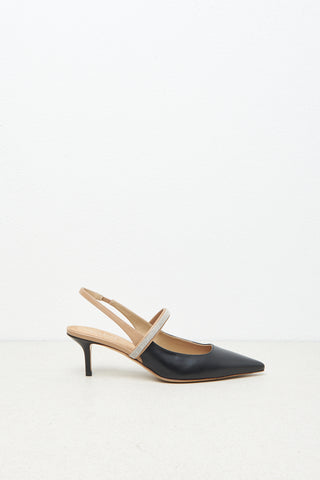 Low heel pumps in genuine leather