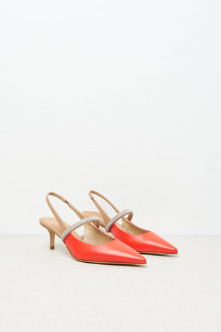 Low heel pumps in genuine leather