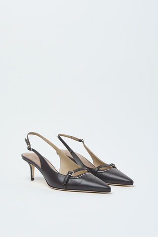 Leather sling-backs with Punto Luce detailing