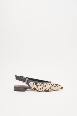 Genuine leather flat sling-backs