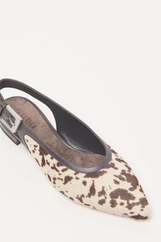 Genuine leather flat sling-backs
