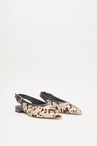 Genuine leather flat sling-backs