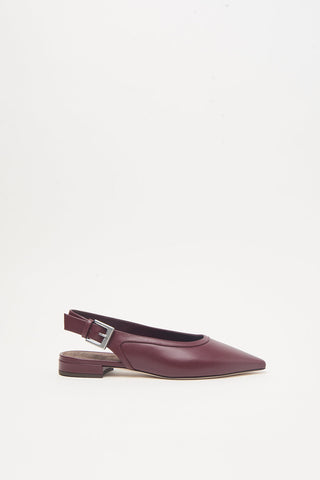 Genuine leather flat sling-backs