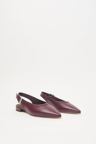 Genuine leather flat sling-backs